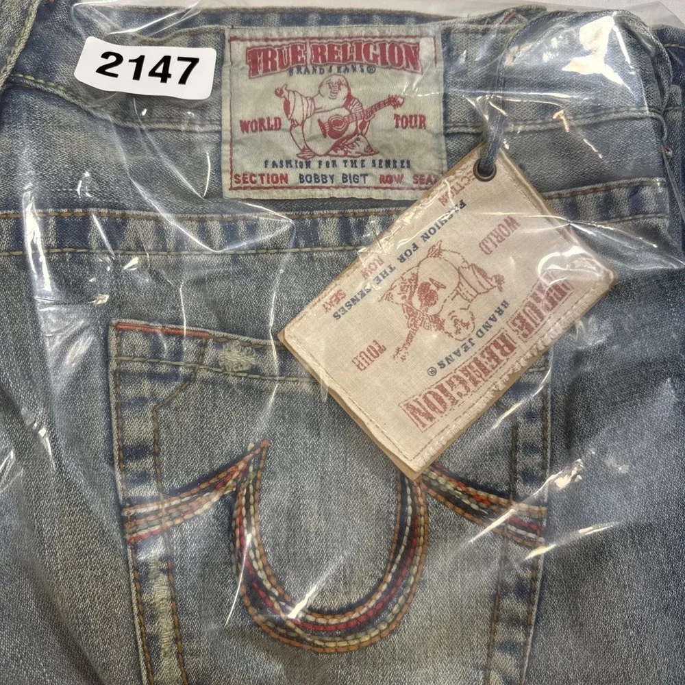 JEANS FLARE‎ True Religion MENS 40X34 BOBBY BIG T  Y2K Grunge Big Stitch